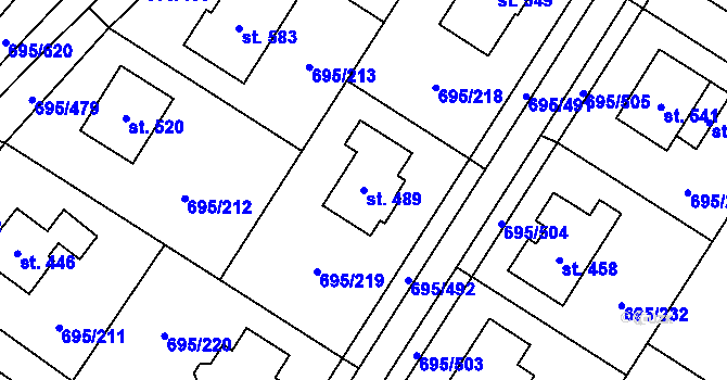 Parcela st. 489 v KÚ Květnice, Katastrální mapa