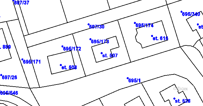 Parcela st. 507 v KÚ Květnice, Katastrální mapa