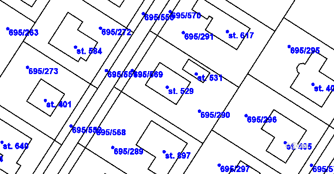 Parcela st. 529 v KÚ Květnice, Katastrální mapa