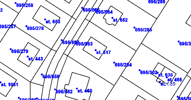 Parcela st. 517 v KÚ Květnice, Katastrální mapa