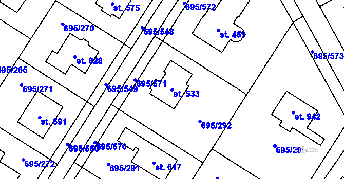 Parcela st. 533 v KÚ Květnice, Katastrální mapa