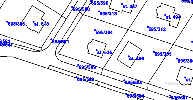 Parcela st. 535 v KÚ Květnice, Katastrální mapa