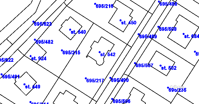 Parcela st. 542 v KÚ Květnice, Katastrální mapa
