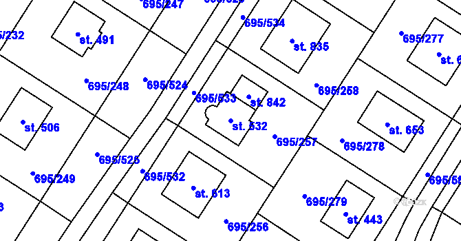 Parcela st. 532 v KÚ Květnice, Katastrální mapa