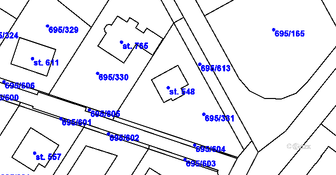 Parcela st. 548 v KÚ Květnice, Katastrální mapa