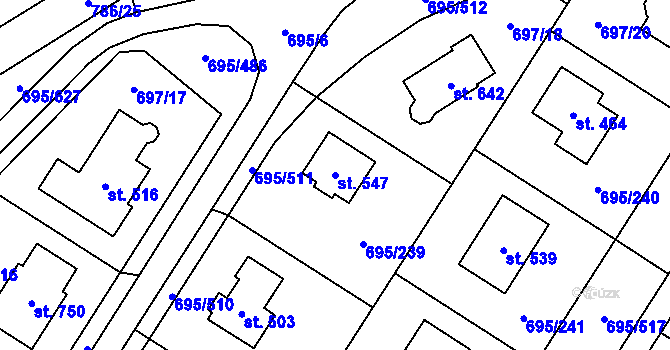 Parcela st. 547 v KÚ Květnice, Katastrální mapa