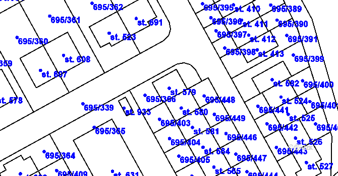 Parcela st. 579 v KÚ Květnice, Katastrální mapa