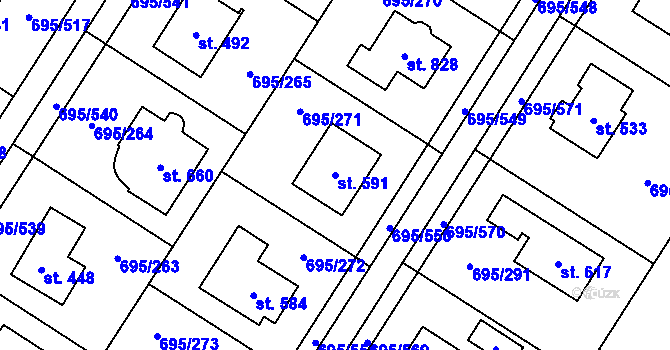 Parcela st. 591 v KÚ Květnice, Katastrální mapa