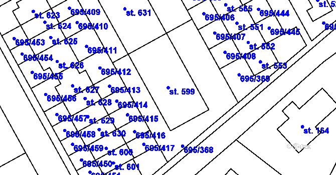 Parcela st. 599 v KÚ Květnice, Katastrální mapa