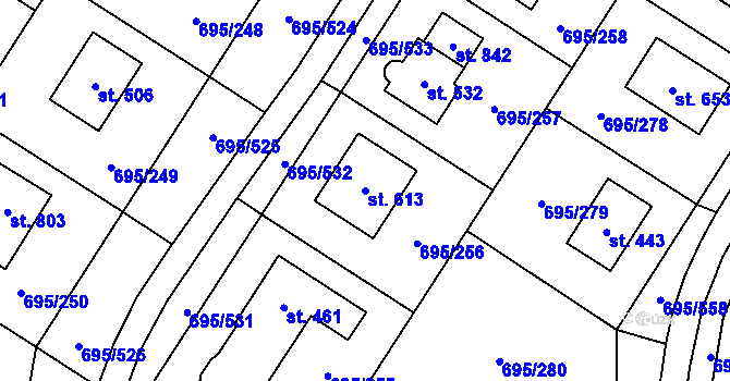 Parcela st. 613 v KÚ Květnice, Katastrální mapa