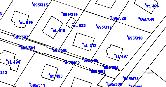Parcela st. 612 v KÚ Květnice, Katastrální mapa