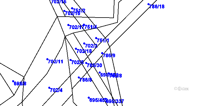 Parcela st. 786/9 v KÚ Květnice, Katastrální mapa