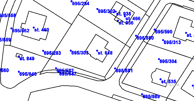 Parcela st. 618 v KÚ Květnice, Katastrální mapa