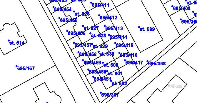 Parcela st. 630 v KÚ Květnice, Katastrální mapa