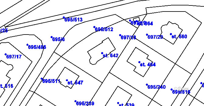 Parcela st. 642 v KÚ Květnice, Katastrální mapa
