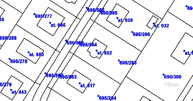 Parcela st. 652 v KÚ Květnice, Katastrální mapa
