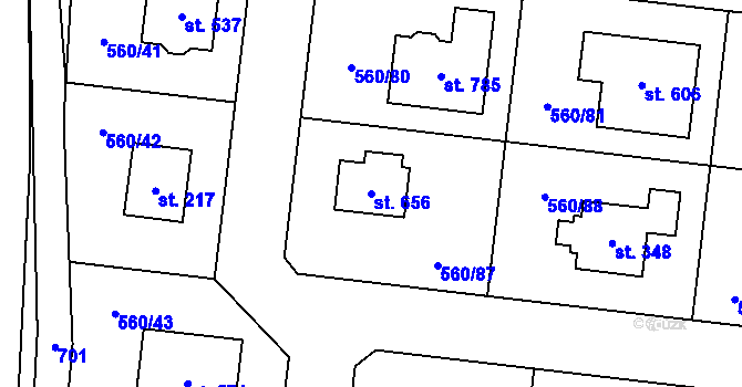 Parcela st. 656 v KÚ Květnice, Katastrální mapa