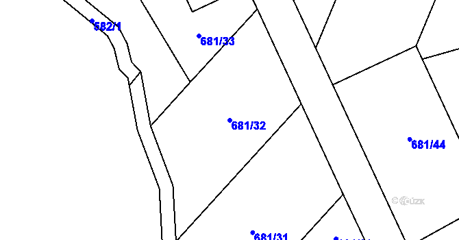 Parcela st. 681/32 v KÚ Květnice, Katastrální mapa