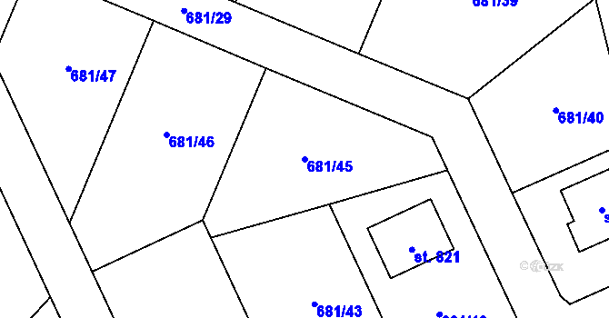 Parcela st. 681/45 v KÚ Květnice, Katastrální mapa