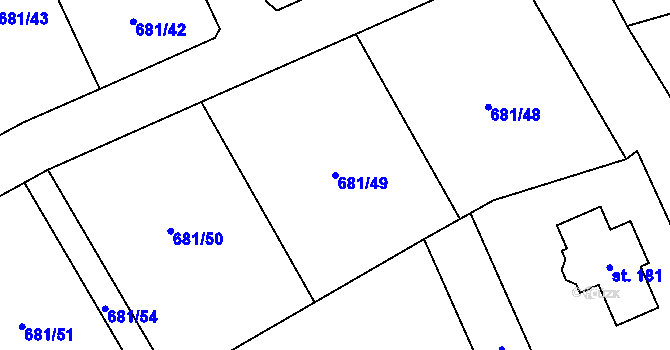 Parcela st. 681/49 v KÚ Květnice, Katastrální mapa