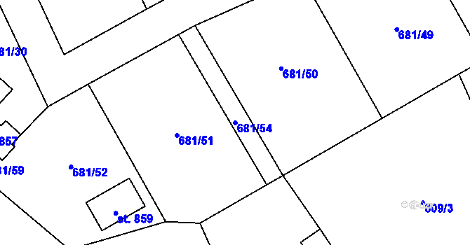 Parcela st. 681/54 v KÚ Květnice, Katastrální mapa