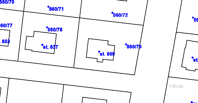 Parcela st. 669 v KÚ Květnice, Katastrální mapa
