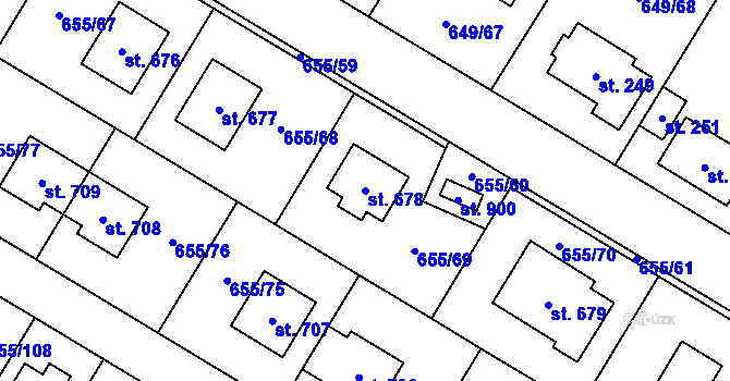 Parcela st. 678 v KÚ Květnice, Katastrální mapa