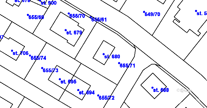 Parcela st. 680 v KÚ Květnice, Katastrální mapa