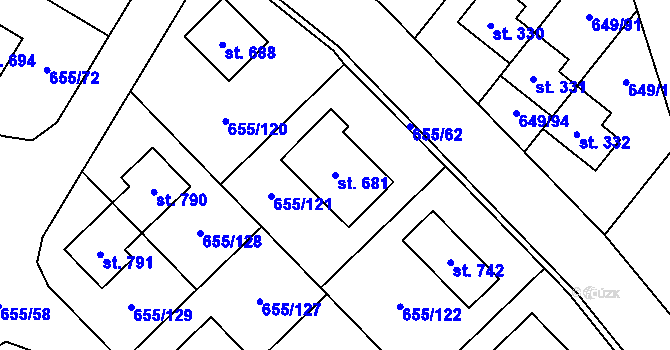 Parcela st. 681 v KÚ Květnice, Katastrální mapa
