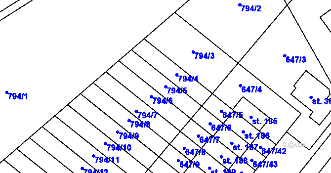 Parcela st. 794/5 v KÚ Květnice, Katastrální mapa