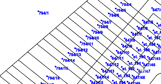 Parcela st. 794/11 v KÚ Květnice, Katastrální mapa