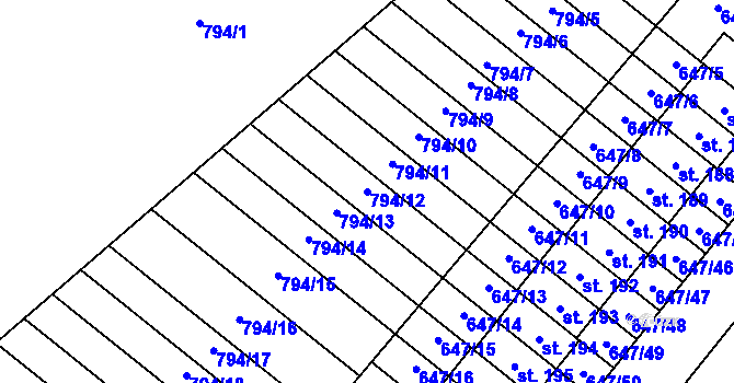 Parcela st. 794/12 v KÚ Květnice, Katastrální mapa