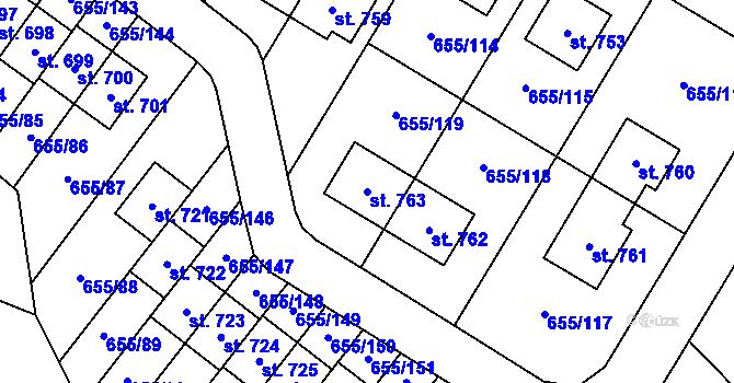 Parcela st. 763 v KÚ Květnice, Katastrální mapa