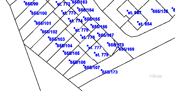 Parcela st. 777 v KÚ Květnice, Katastrální mapa