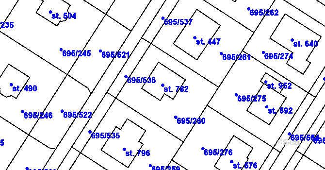 Parcela st. 782 v KÚ Květnice, Katastrální mapa