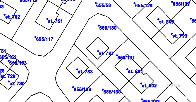 Parcela st. 787 v KÚ Květnice, Katastrální mapa