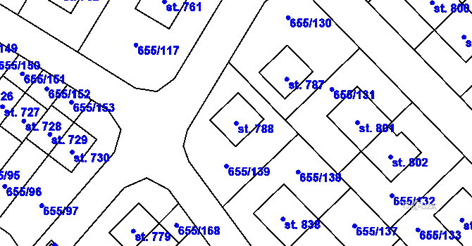 Parcela st. 788 v KÚ Květnice, Katastrální mapa