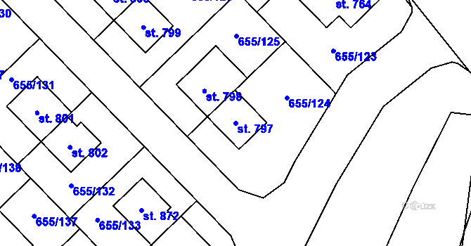 Parcela st. 797 v KÚ Květnice, Katastrální mapa