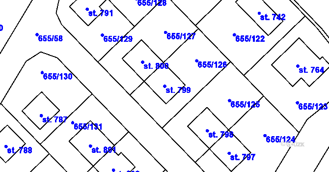 Parcela st. 799 v KÚ Květnice, Katastrální mapa
