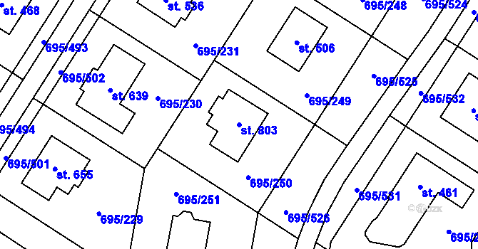 Parcela st. 803 v KÚ Květnice, Katastrální mapa