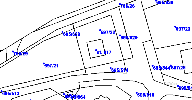 Parcela st. 817 v KÚ Květnice, Katastrální mapa