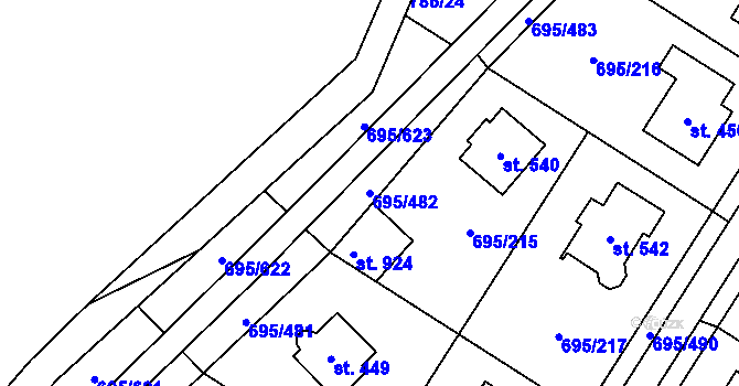 Parcela st. 695/482 v KÚ Květnice, Katastrální mapa
