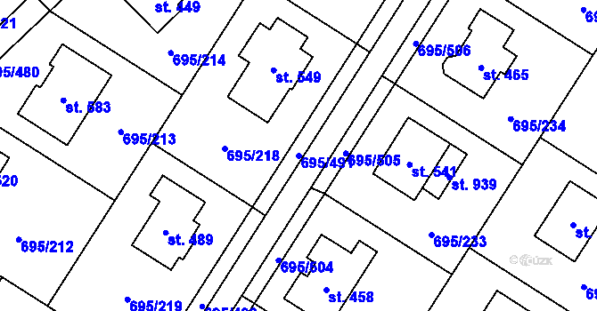 Parcela st. 695/491 v KÚ Květnice, Katastrální mapa