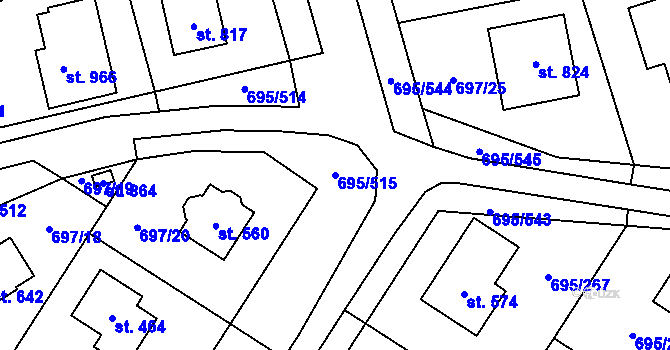Parcela st. 695/515 v KÚ Květnice, Katastrální mapa
