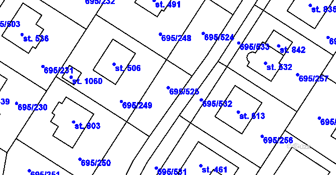 Parcela st. 695/525 v KÚ Květnice, Katastrální mapa