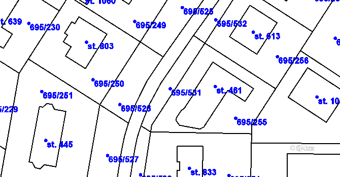 Parcela st. 695/531 v KÚ Květnice, Katastrální mapa