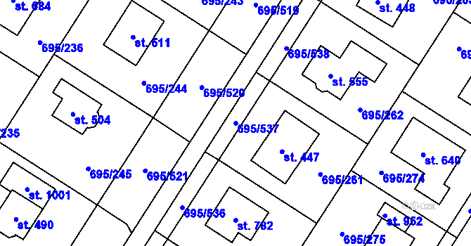 Parcela st. 695/537 v KÚ Květnice, Katastrální mapa