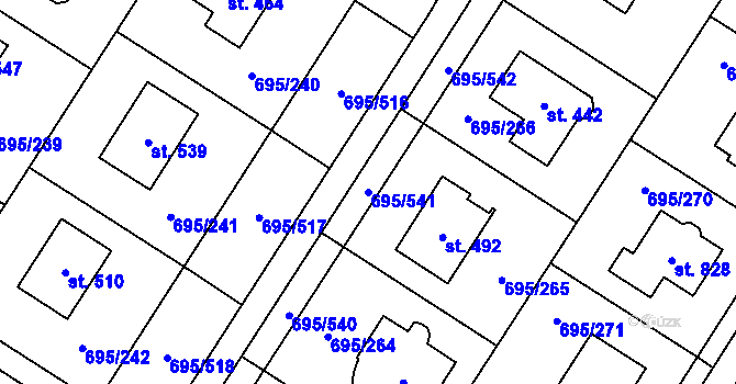 Parcela st. 695/541 v KÚ Květnice, Katastrální mapa