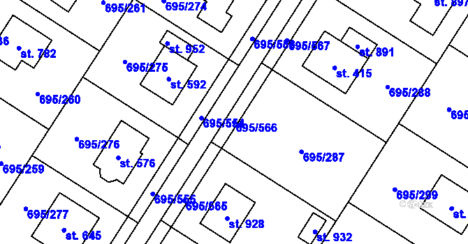 Parcela st. 695/566 v KÚ Květnice, Katastrální mapa