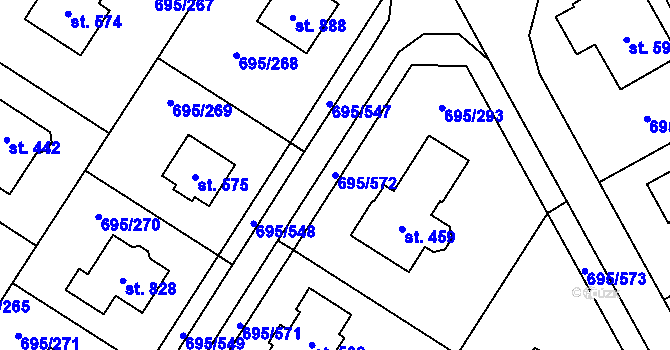 Parcela st. 695/572 v KÚ Květnice, Katastrální mapa